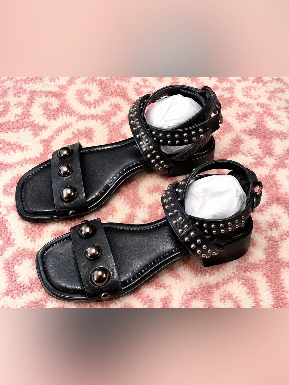Michael Kors Black Studded Ankle Strap Sandals Size 6